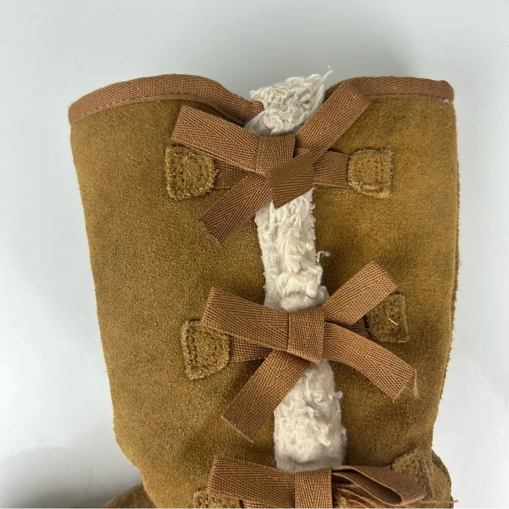 Koolaburra by Ugg Victoria tall tan suede faux fur boots girls size 2